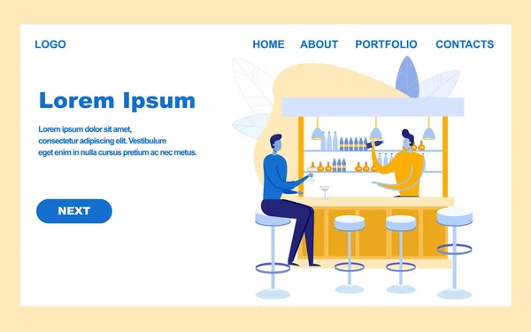 Bar Restaurace Flat Landing Page Vector Template — Stockový vektor