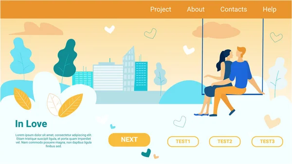 Landing Page помогает найти любовь с плоскими персонажами — стоковый вектор