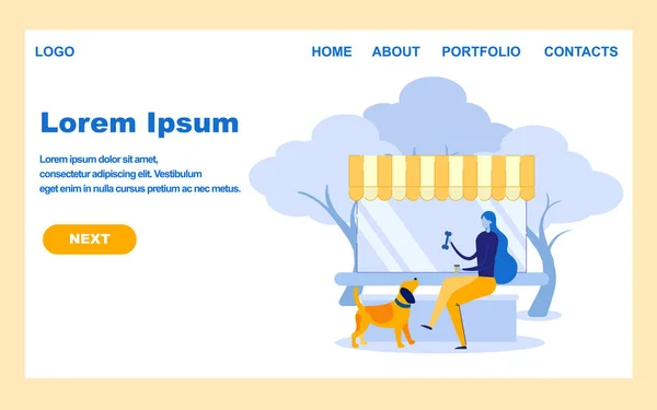 Dog walking Service Landing Page Vector Sjabloon — Stockvector