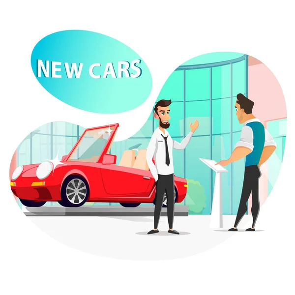 Car Dealership Service with New Vehicle Models — Stock Vector