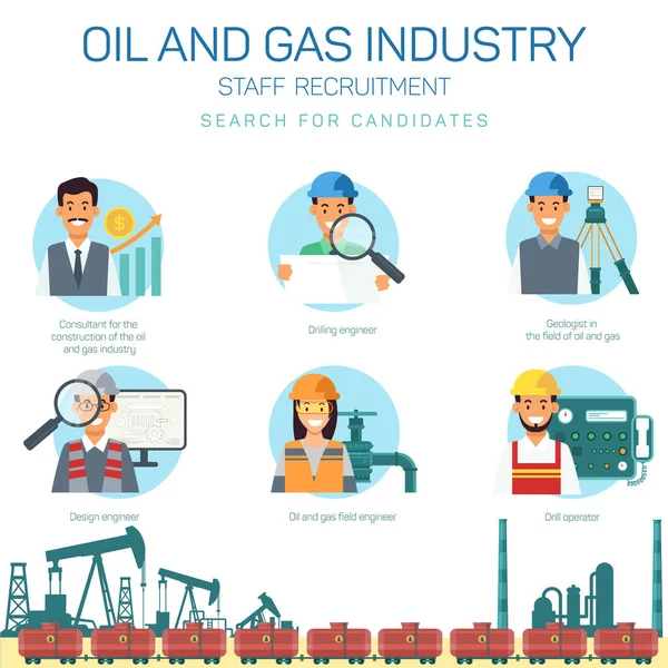 Öl- und Gasindustrie. Suche nach Kandidaten. Vektor — Stockvektor