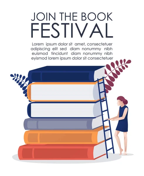 Kitap Festivali ve Edebiyat Etkinlik Davet Posteri — Stok Vektör