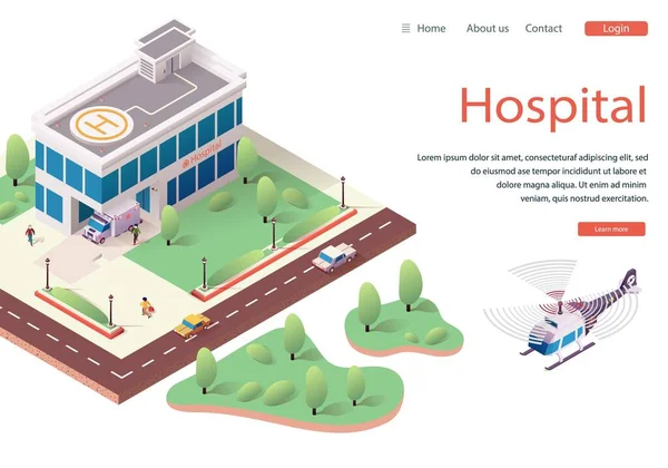 Site web modèle Hôpital, Landing Web Homepage — Image vectorielle