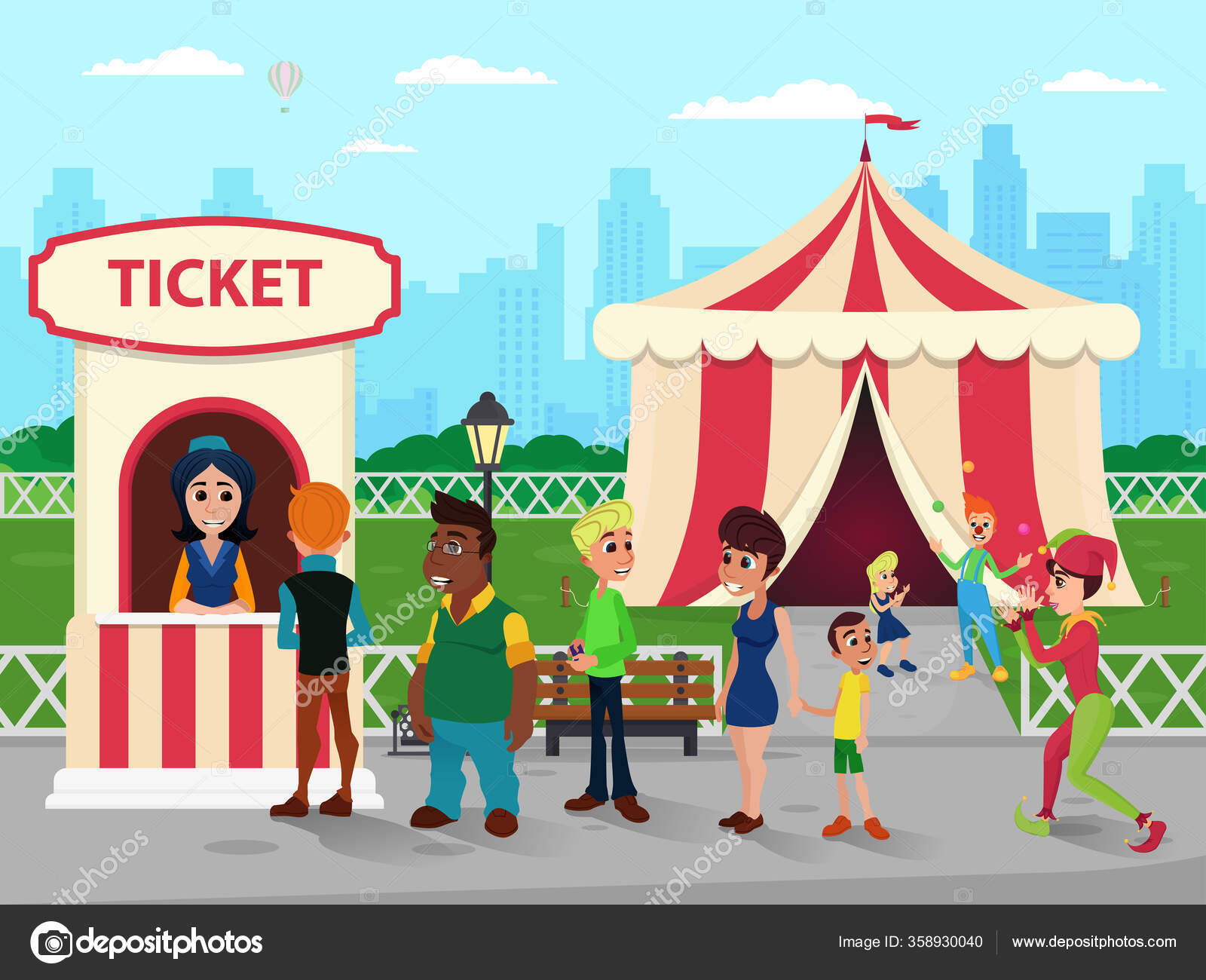 Cabine de ingressos no Circo, Vendedor e fila de pessoas Vetor de  ©unitone.vector.gmail.com 358930040, image size:1600x1300