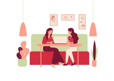 Çizgi film Kadını Kanepe Restoranı Masa Masası İçkisi