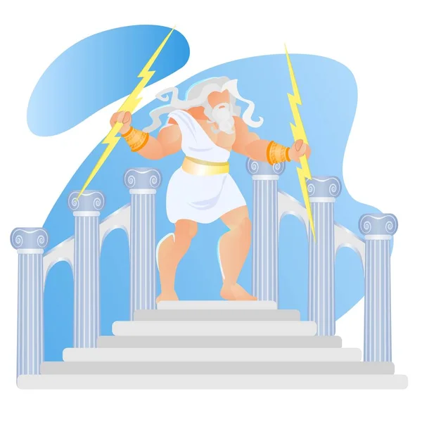 Greek Mythology God Zeus Thunderer Throw Lightning — Stock Vector