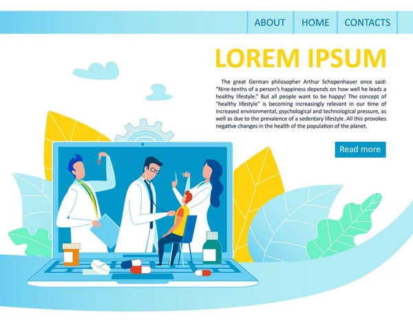 Landing Page Advertenties Online gezondheidszorg en genezing — Stockvector