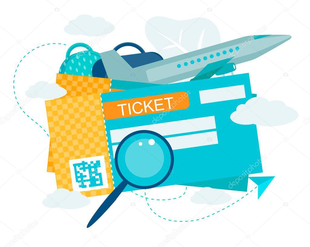 Flights Check in and Booking Service Flat Cartoon