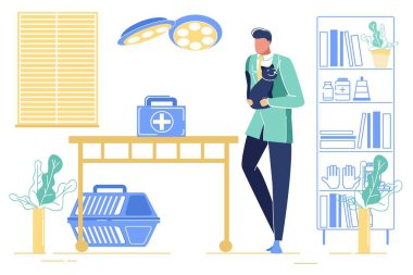 Üniformalı Veteriner Doktor Kedi Tutuyor