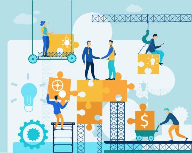 Ekip İş Bulmacası Yapboz Bağlantısı Üzerinde Çalışıyor.