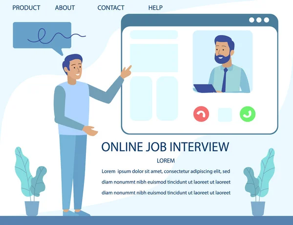 Landing Page Reklama Online Job Interview — Wektor stockowy