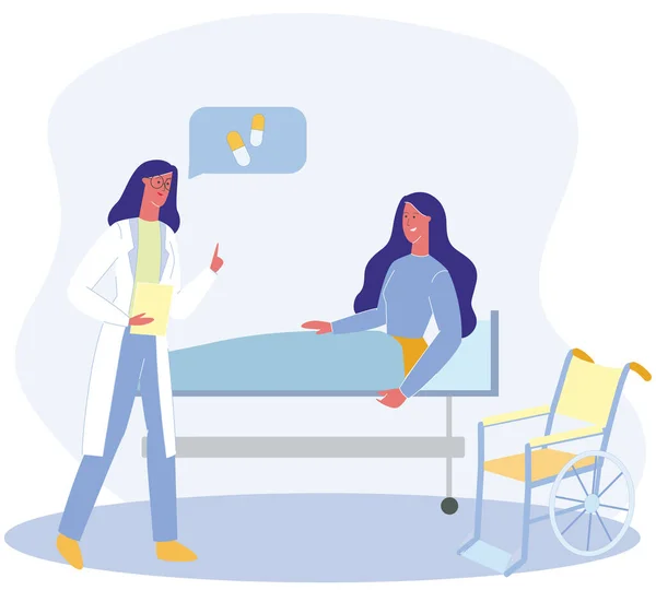 Doctor Therapist Talk to Disabled Woman Patient — Stock Vector