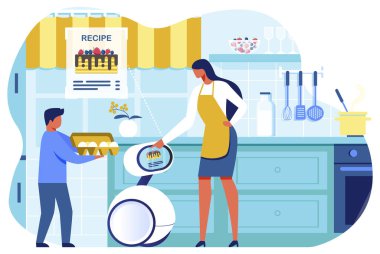 Al Household Robotu Kadın Krep Tarifi Gösteriyor