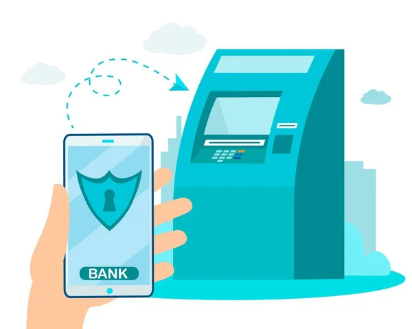 Μεταφορά χρημάτων μέσω E-Banking, ATM Services — Διανυσματικό Αρχείο