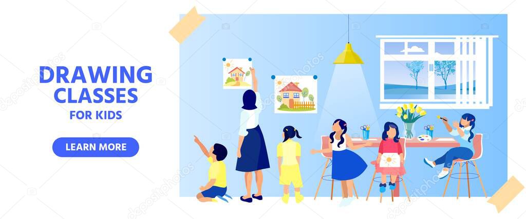 Advertising Poster Home Drawing Classes for Kids