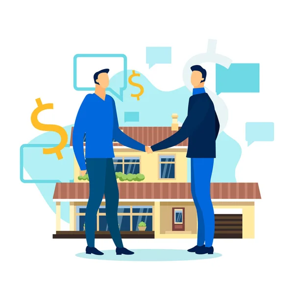 Business Meeting.Buying Home.Sluiten van een overeenkomst — Stockvector