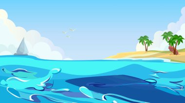 Tropik Ada Sahili Palm Beach Martısı Gökyüzünde