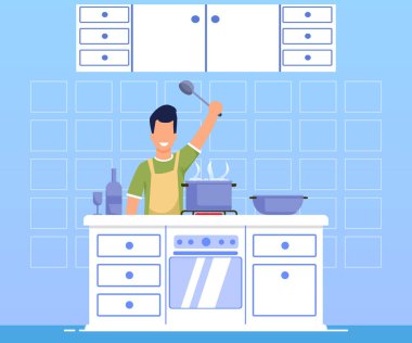 Reklam Pankartı Yemek Pişirme Çizgi Filmi Düzlüğü.