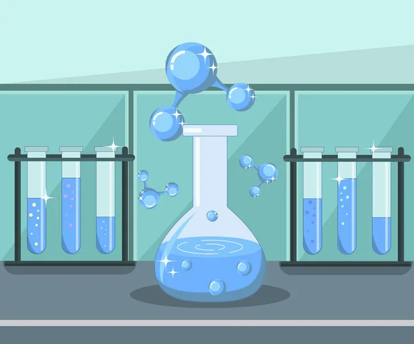 Badania wody, analiza laboratoryjna płaska ilustracja — Wektor stockowy