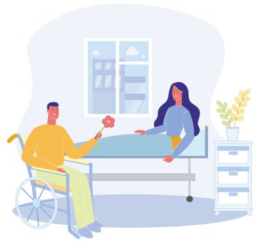 Kadın, Wheelchai 'deki Yatak Hastanesi' nde Koğuş Erkeği