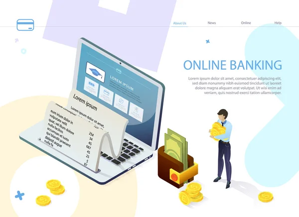 Volantino informativo Pagamento tramite Web Banking Flat . — Vettoriale Stock