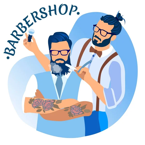 Barbier clients de coupe barbe à Barbershop . — Image vectorielle