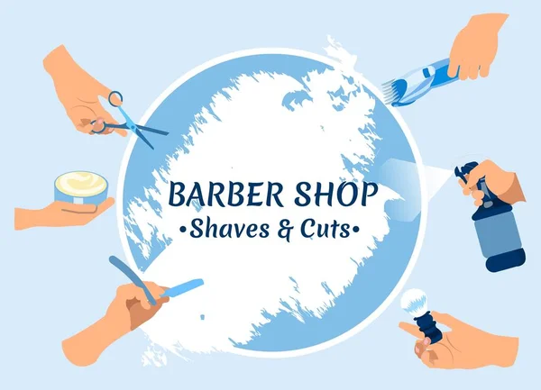 Barbeiro loja raspas e cortes criativo salão Banner — Vetor de Stock