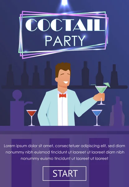 Banner Inviting to Cocktail Party in Nightclub — Stock Vector