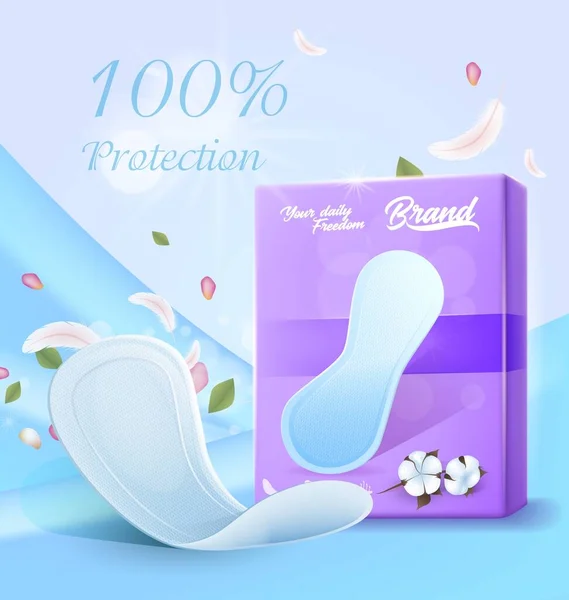 Bannière publicitaire pour tampons et pack avec texte promotionnel — Image vectorielle