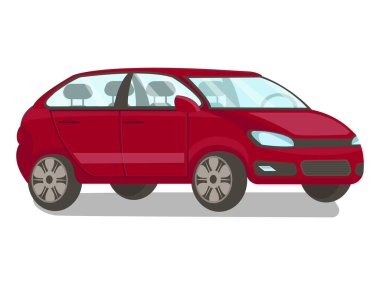 Showroom Düz Vektör İllüstrasyonunda Yeni Araç