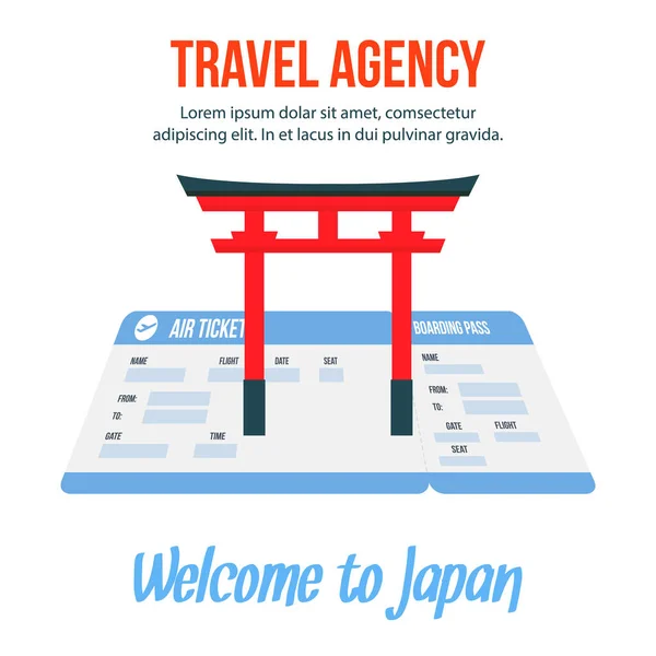Bem-vindo ao Japão Travel Poster Vector Template —  Vetores de Stock