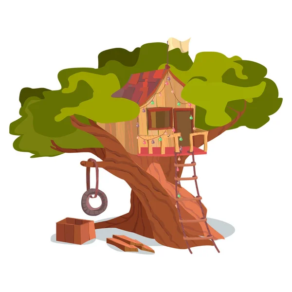 Holzhaus Bau Baum Außen — Stockvektor