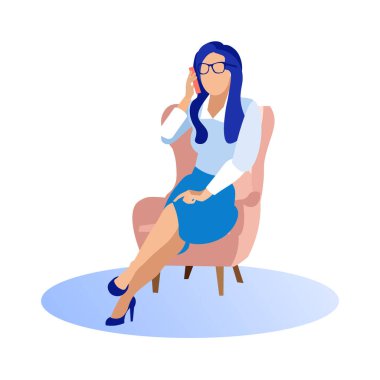 İş Elbiseleri ve Gözlüklü Kadın Konuşuyor.