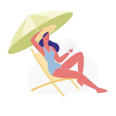Chaise Lounge 'da Akıllı Telefon Kullanan Kadın