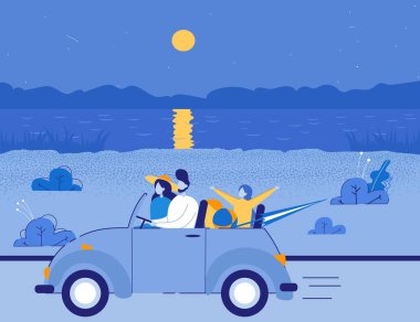 Cabriolet 'ten Denize ya da Nehre Seyahat Eden Arkadaşlar.