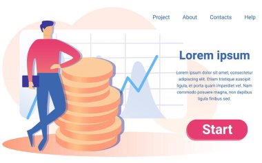 Çizgi Adam Para Yığını Grafik Geliri Kârı