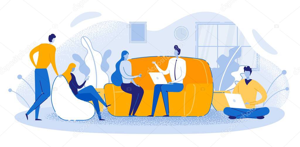 Office Worker Meeting Room People Sit Sofa Talking