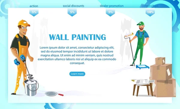 Ludzie Malarstwo Wall with Supplies Service Web. — Wektor stockowy