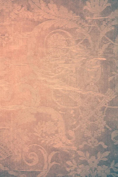 Vintage beige wallpaper with shabby textile victorian pattern