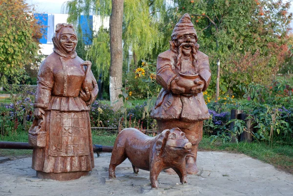 Statua in legno di contadini ucraini — Foto Stock