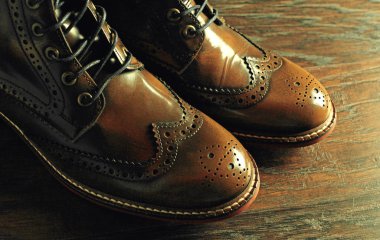 brown shoes on wood background clipart