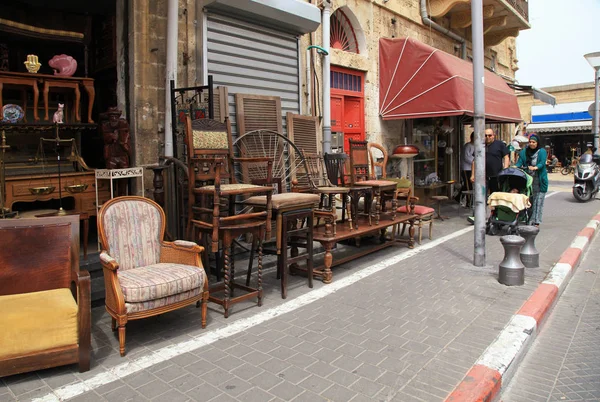 De rommelmarkt in de oude wijk Jaffa, Tel Aviv, Israël. — Stockfoto