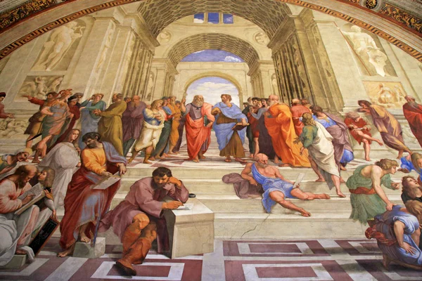 The School of Athens, Raphael room's in Museums of Vatican, Rome — Stock Photo, Image