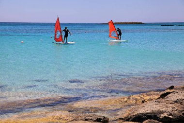 Caretta beach Elafonisi (veya Elafonissi), Crete Island, Yunanistan