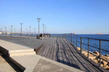 Molos Promenade Limasol sahil şehri, Kıbrıs. 