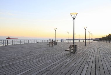 Molos Promenade Limasol sahil şehri, Kıbrıs. 