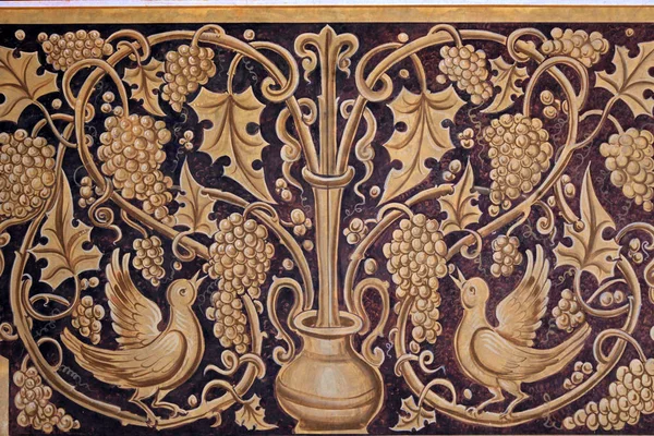 Stary fresk z motywem winorośli — Zdjęcie stockowe