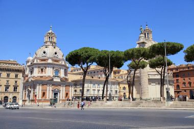 Görünüm Venedik Meydanı (Piazza Venezia), Roma, İtalya.
