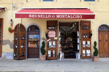 traditional wine shop Brunello di Montalcino, Val d'Orcia, Tuscany clipart
