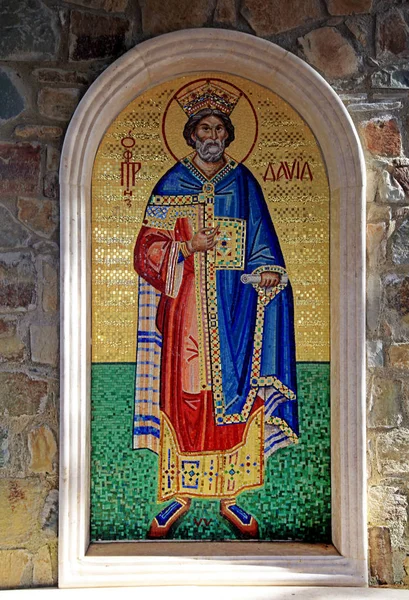 Rei David Mosaic ícone na igreja ortodoxa grega, Chipre — Fotografia de Stock